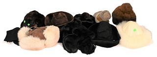 Ten Winter Ladies Hats, to include Searle Blatt, HPI, Adrienne Landan, in suede and furs, along with others, fur is supple, size S/M.