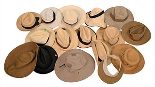 16 Straw, Jeet and Canvas Hats and Visors, designers include Tom Ford, Eric Javits, Lola, Larwin, along with others, in good condition with some break