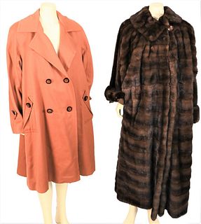 Two Jerry Sorbara Coats, full length mink along with wool mix. Provenance: Connecticut Personal Collection of American Antiques and Oriental Rugs.
