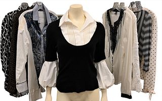 Nine Piece Lot of Women's Designer Blouses, designers include Anne Fontaine, Luca Luca, Roberto Cavalli, Dismero, Mela Rose, along with others, size S