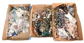 Three Tray Lots of Costume Jewelry, to include turquoise, mother of pearl, quartz, etc.