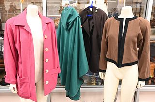 Four Vintage Designer Jackets and Capes, to include a brown and black short wool coat by Ungaro; a brown wool coat by Ungaro; a green wool cape by Yve
