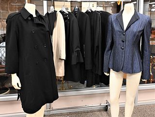 Seven Piece Lot of Designer Clothing, to include a wool coat by Calvin Klein, Armani blazer, three black Zara coats, along with a jersey coat (no labe