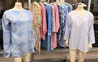 Ten Piece Cotton Tunic Lot, to include printed cotton, long and short sleeve, size M/L, condition consistent with normal wear.
