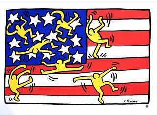 Untitled (Flag), Large Keith Haring Lithograph Poster
