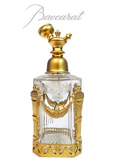 19th C. French Baccarat Crystal & Bronze Perfume Bottle