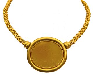 22 k Yellow Gold Islamic Quran Verse Plaque Necklace