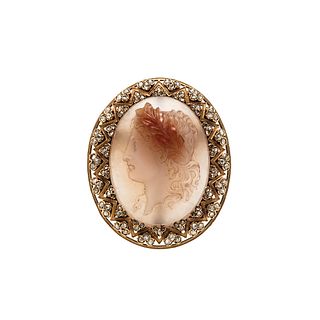 Antique 18kt Gold and Hardstone Cameo Brooch