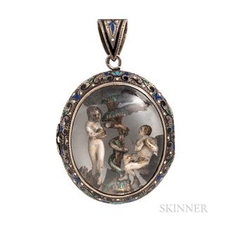 Renaissance Revival Silver and Enamel Pendant