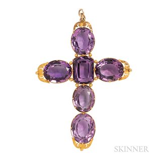 Antique Gold and Amethyst Cross