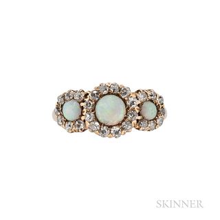 Antique 18kt Gold, Opal, and Diamond Ring