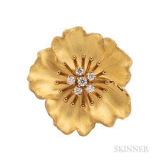 Tiffany & Co. 18kt Gold and Diamond Flower Brooch