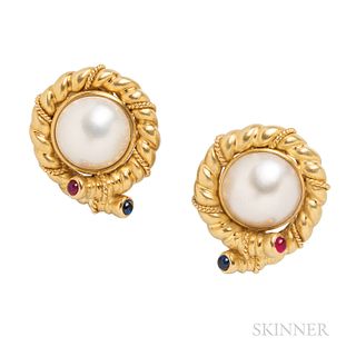 Tiffany & Co. 18kt Gold and Mabe Pearl Earrings