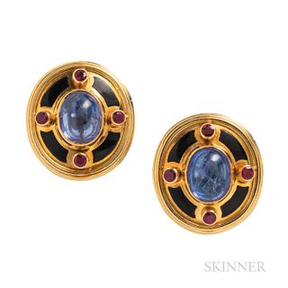 Theo Fennell 18kt Gold, Sapphire, and Ruby Earrings