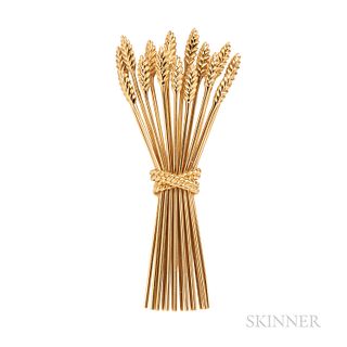 Tiffany & Co. 18kt Gold "Wheat" Brooch