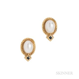 18kt Gold and Mabe Pearl Earrings