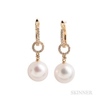 18kt Gold and South Sea Pearl Earrings