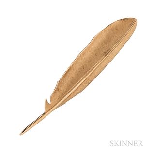 14kt Gold Feather Brooch
