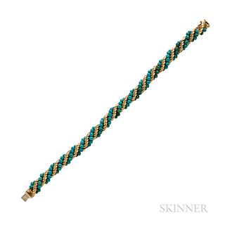 18kt Gold and Turquoise Ropetwist Bracelet