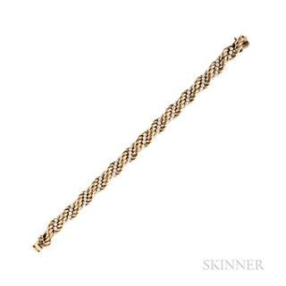 14kt Gold and Cultured Pearl Ropetwist Bracelet