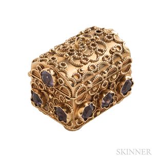 Gold and Amethyst Treasure Chest Charm