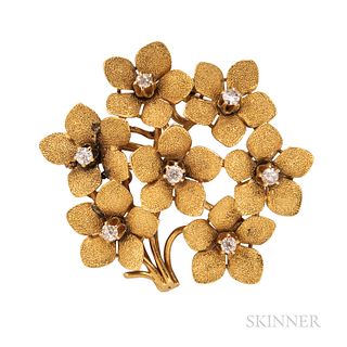 14kt Gold and Diamond Flower Pendant/Brooch
