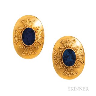 22kt Gold and Lapis Earrings