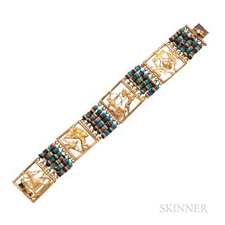 Gold and Faience Bead Bracelet