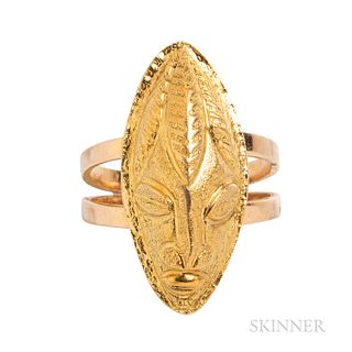 Gold African Mask Ring