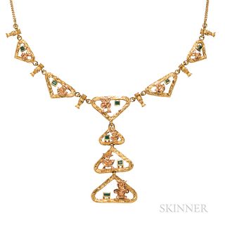 18kt Gold and Emerald Pendant Necklace