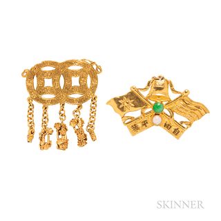 Two High-karat Gold Brooches