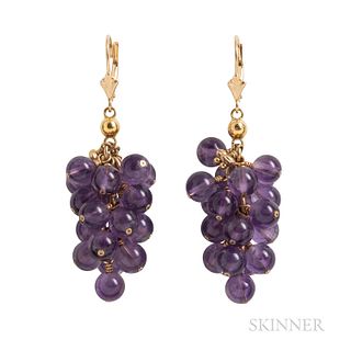 Gold and Amethyst Cluster Earrings