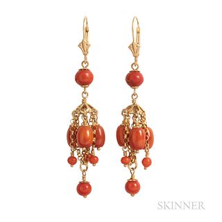 14kt Gold and Coral Earrings