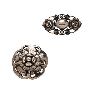 Two Georg Jensen Sterling Silver Brooches