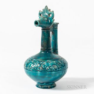 Kashan Turquoise-glazed Animal-headed Ewer