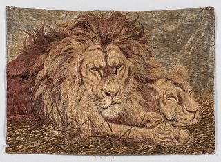 Embroidered Lion Tapestry