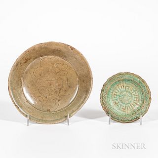 Two Glazed Stoneware Dishes