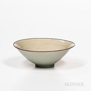 Celadon-glazed Ding Bowl with Metal Rim