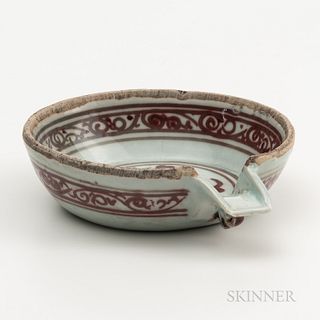 Copper-red and White Spouted Bowl
