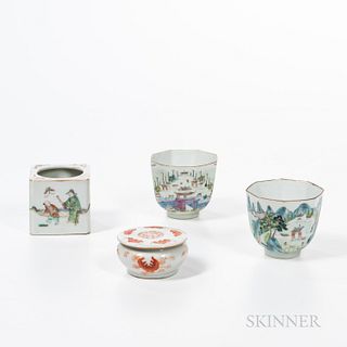Four Enameled Porcelain Items