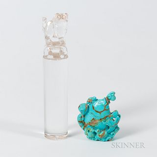 Turquoise Snuff Bottle and Rock Crystal Chop