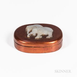 Lacquer Box Mounted with Jade Elephant Plaque