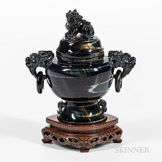 Tiger's-eye Stone Censer and Cover