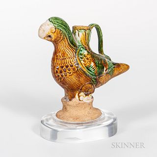 Sancai-glazed Earthenware Parrot-form Handled Censer