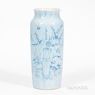 Tall Sky Blue-glazed Sleeve-form Vase