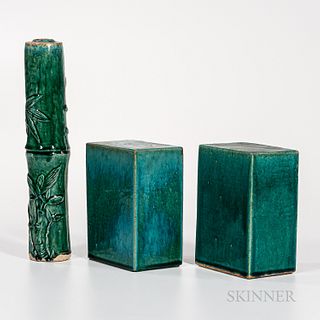 Three Green-glazed Pottery Items