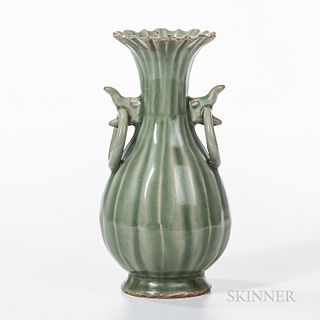Longquan Celadon Fluted Vase
