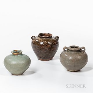 Three Miniature Glazed Stoneware Jarlets