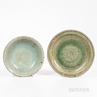 Two Celadon-glazed Chargers