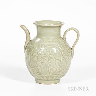 Yaozhou-style Celadon-glazed Stoneware Ewer